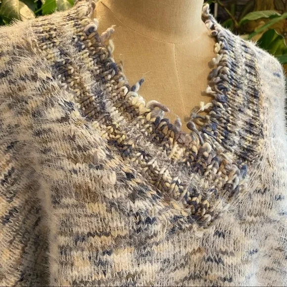 Anthropologie Frayed Confetti Oversized sweater